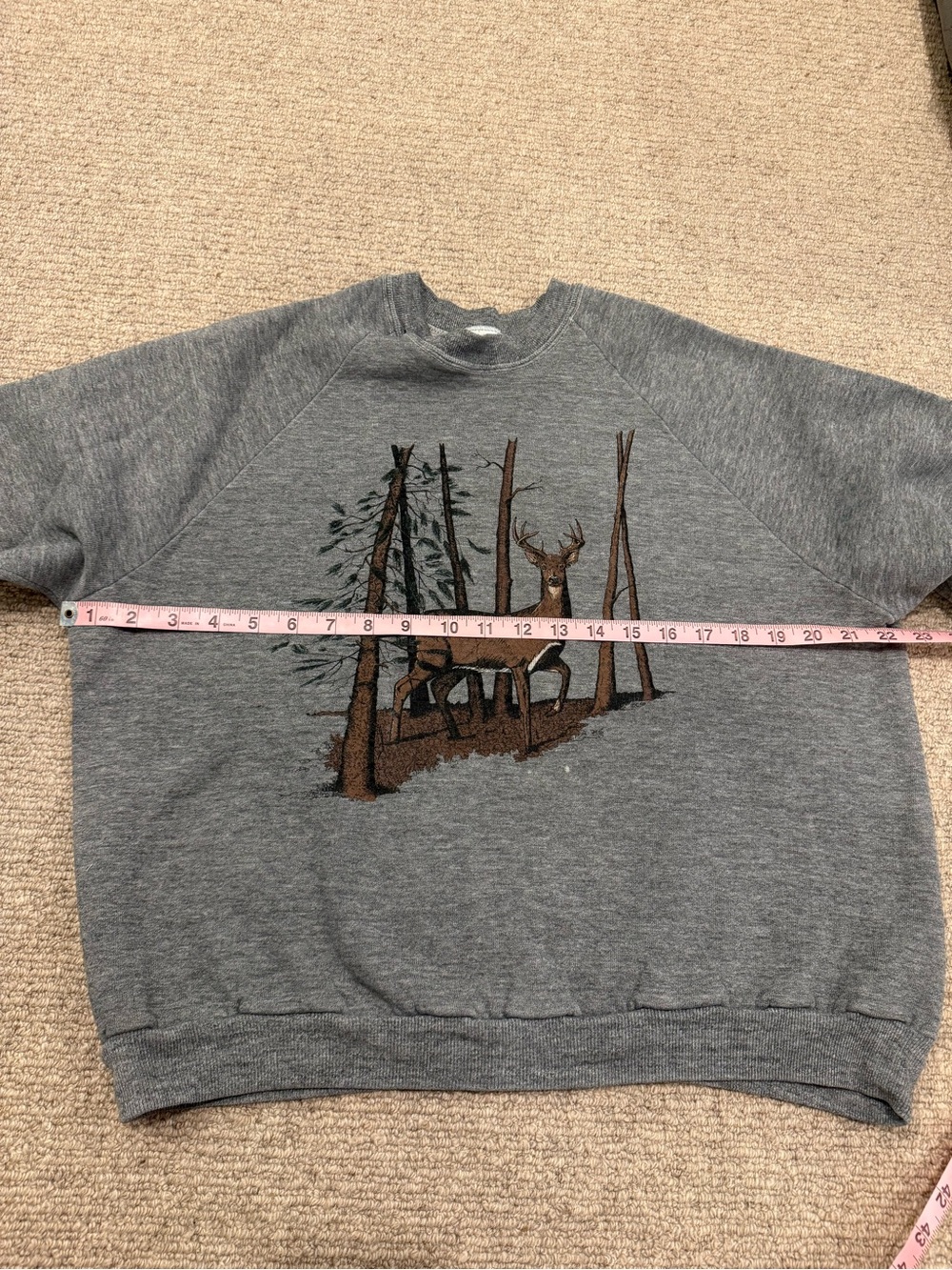Vintage 70’s Sportswear brand grey deer graphic hunting crewneck sweatshirt sz L - Picture 6 of 7